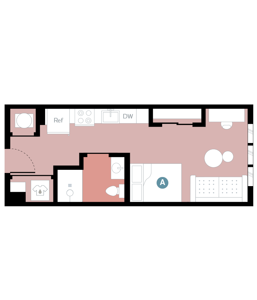 Rendering for Studio C floor plan