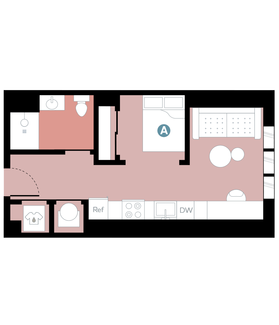 Rendering for Studio E floor plan