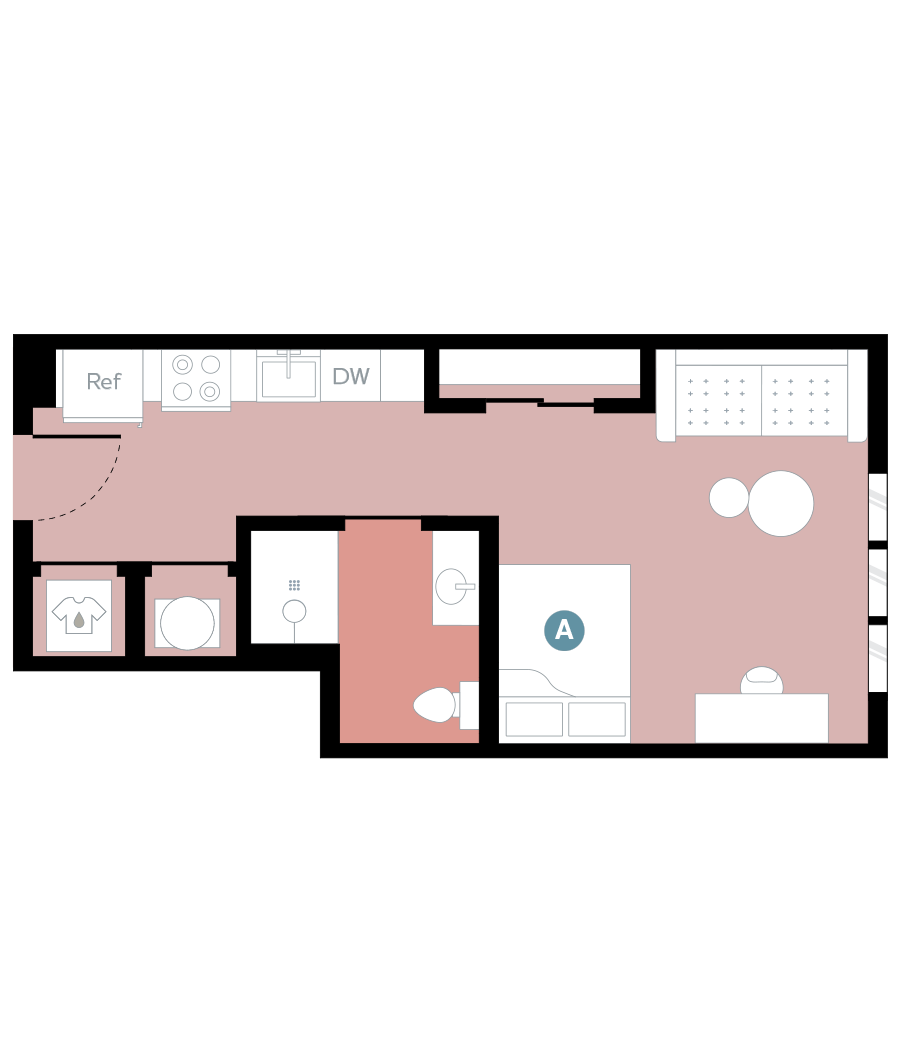 Rendering for Studio D floor plan