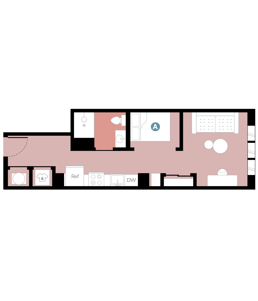 Rendering for Studio F floor plan