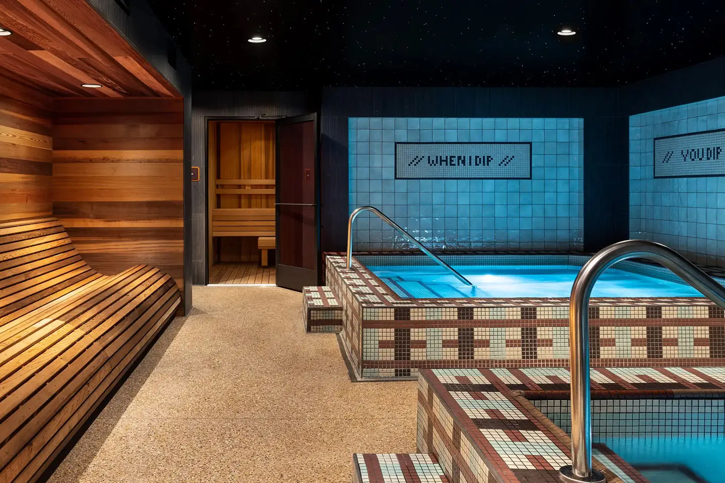 indoor hot tub, plunge pool, and sauna