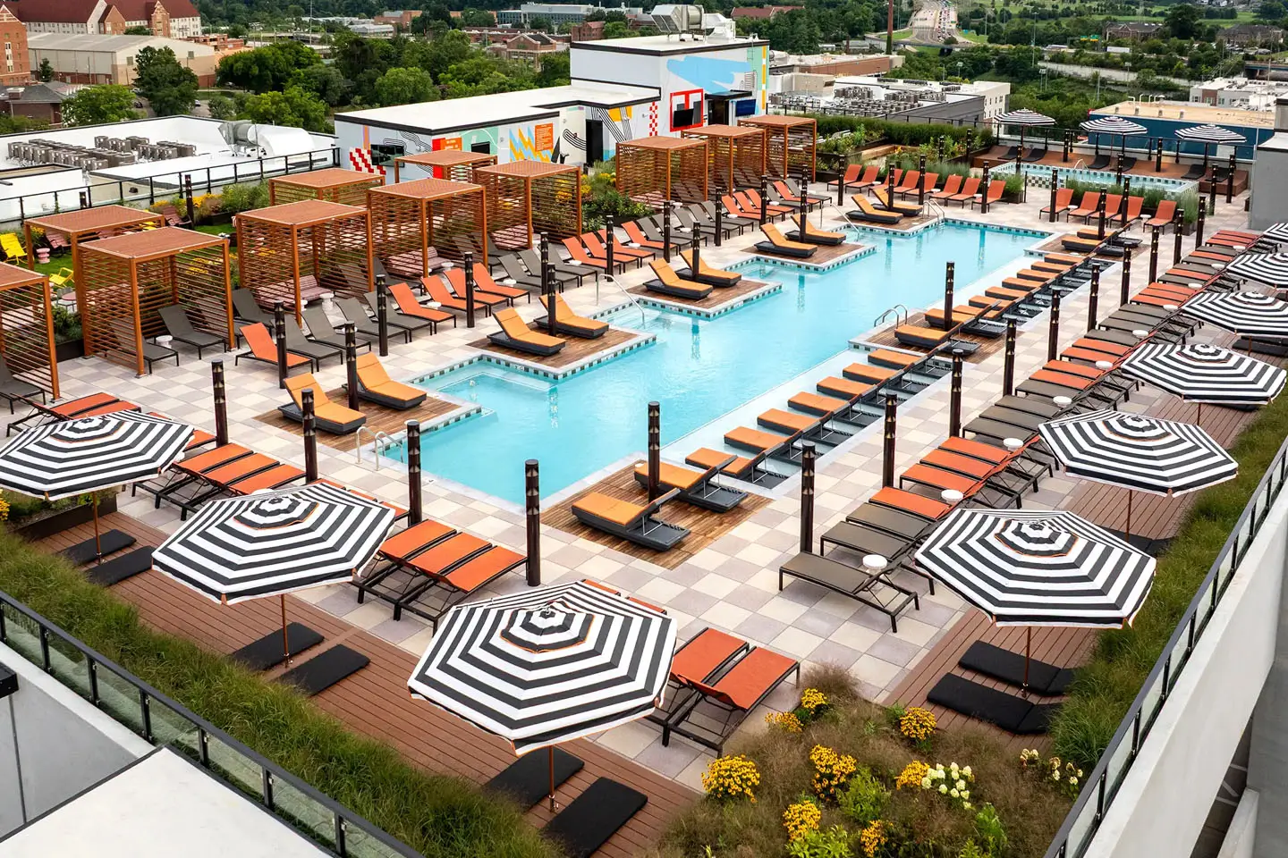 Arial view of Hub Knoxville's Resort-style Pool